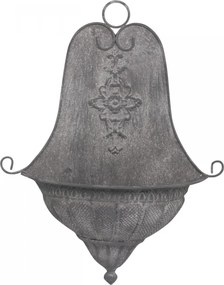 Šedý nástenný box na kvety v starom francúzskom štýle - 41*17*54cm