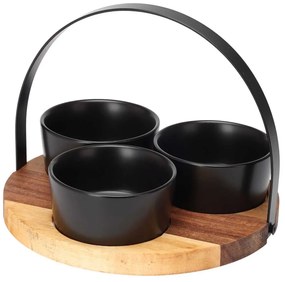 Kameninová servírovacia miska Black 9,5x4 cm sada 3ks