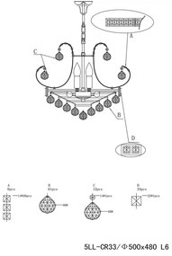 Krištáľ luster do obývačky Ø50*43 GOLD