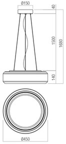Redo 01-3592 - LED Luster na lanku SOLERA LED/36W/230V pr.45 cm CRI 93 3000/4000K