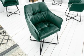 Luxusná jedálenská stolička s lakťovými opierkami Loft zelená