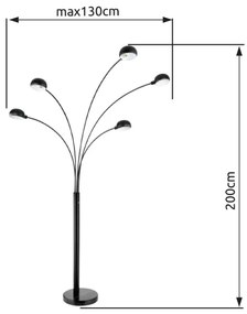 Globo 58228NB - Stojacia lampa SEYMOUR 5xE14/40W/230V čierna