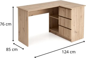 Rohový písací stôl Bega dub artisan