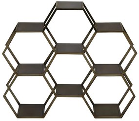 Bronzový antik kovový policový regál Hual v tvare plastu - 106*25*90cm