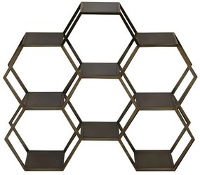 Bronzový antik kovový policový regál Hual v tvare plastu - 106*25*90cm