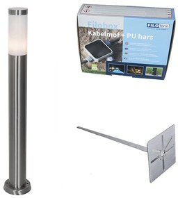 Moderná vonkajšia lampa na stĺp oceľ s opálom 80 cm IP44 - Rox