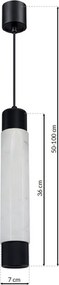 Závesné svietidlo Marble, 1x mramorové/čierne kovové tienidlo, w