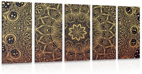5-dielny obraz zlatá orientálna Mandala