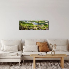 Obraz - Pohľad na horu Rila (s hodinami) (90x30 cm)