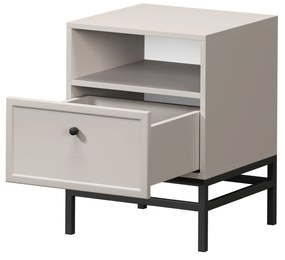 Nočný stolík Lorini 45 cm na stojane - kašmírová / čierna úchytka G