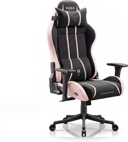 Herné kreslo z látkovým poťahom Small Size, čierno-ružovej farbe: Diablo X-One 2.0 Akira Pink
