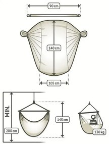 La Siesta DOMINGO BASIC CARIBIC - závesné hojdacie kreslo z vodeodolného materiálu, látka: 100% polypropylén / tyč: bambus / otočný čap: nerezová oceľ