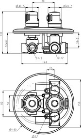 Novaservis Aquamat, vaňová batéria s termostatom pod omietku, na 3 výstupy, chróm 2650RX,0