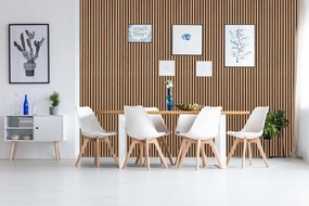 Drevený akustický panel, 2400 x 600 mm, čierny podklad, dub sonoma