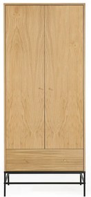 Šatníková skriňa v dekore duba v prírodnej farbe 80x190 cm Flora - Woodman