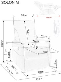 Elektrické polohovací křeslo Solon Brego s masáží tmavě šedé