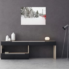 Sklenený obraz - Vlak v zasneženej krajine (70x50 cm)