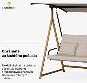 Blumfeldt ZenGrove, hollywoodska hojdačka, 2-miestna, individuálne nastaviteľná, oceľ s práškovou povrchovou úpravou, odolná voči poveternostným vplyvom