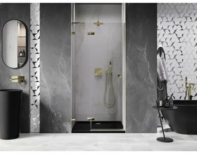 Mexen, Mexen Lunar L ľavé otočné sprchové dvere 105 cm, transparentné, zlaté - 834L-105-000-50-00-L