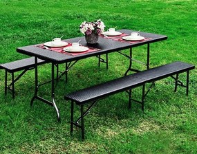 Bestent Cateringová súprava stôl + 2 lavičky 180cm Brown Rattan