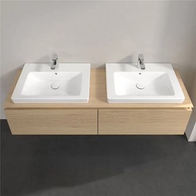 VILLEROY &amp; BOCH Legato závesná skrinka pod dve umývadlá, 2 zásuvky, 1600 x 500 x 380 mm, Nordic Oak, B69200VJ