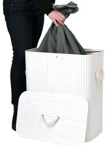 Kôš na bielizeň bambusový 2-priehradkový biely / sivý