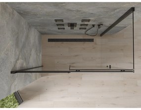 Mexen Omega, sprchovací kút s posuvnými dverami 160 (dvere) x 90 (stena) cm, 8mm sklo, čierny profil-číre sklo, 825-160-090-70-00