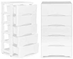 Regál s 5 zásuvkami v bielej farbe