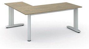 Rohový kancelársky písací stôl PRIMO FLEXIBLE, 1800 x 1600 mm, dub prírodný