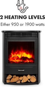 Klarstein Bormio S, elektrický krb, 950/1900 W, termostat, týždenný časovač