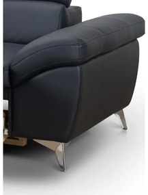 Rozkladacia kožená rohová sedacia súprava SALERNO II ľavá čierna