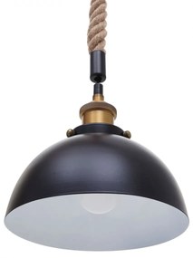 Závesné svietidlo H82 industrial, kupola 3 74201 - kov / bambus - Čierna