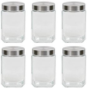 vidaXL Skladovacie poháre so striebornými viečkami 6 ks 1700 ml
