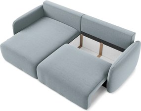 Modrá zamatová rozkladacia/s úložným priestorom rohová pohovka (ľavý roh/s leňoškou) Kalena – Makamii