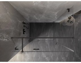 Mexen Lunar T, sklápací sprchový kút ľavý 125 x 80 cm, 8mm číre sklo, grafitový profil, 834T-125-080-95-00-L
