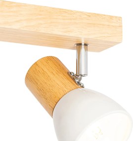 Drevené stropné bodové svetlo s bielym nastaviteľným 3-svetlom - Thorin