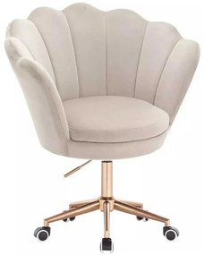 LuxuryForm DESIGN Kreslo FREY VELUR na zlatej podstave s kolieskami - latte