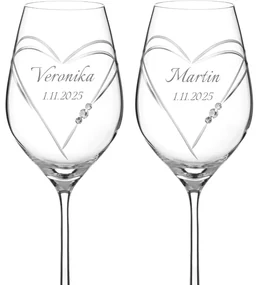 Dekorant Svadobné poháre na biele víno Aphrodite s krystaly Swarovski 360ml 2KS VARIANTA 3