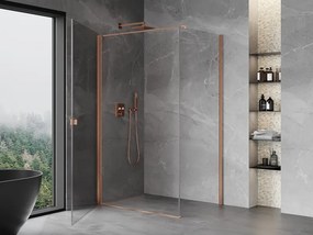Mexen Mist-B, 1-krídlový výklopný sprchový kút 90 x 110 cm, číre sklo, medený matný profil, 8A2T-090-110-65-00