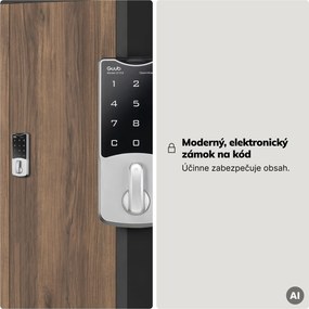 Kovová kancelárska skriňa so zámkom na kód antracitová, orech, 900x1850x400 mm: DANIEL Eco Design