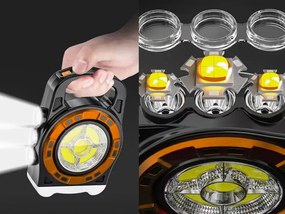 VERK Prenosné dobíjacie solárne LED svietidlo HB-6678C s funkciou powerbanky - zlatá