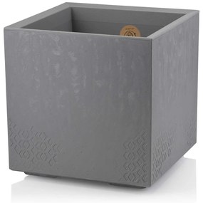 PLASTOVÝ KVETINÁČ NA KOLIESKACH BETONIQUE 40X40 CM IMITÁCIA BETÓNU SIVÁ