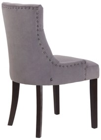Jedálenská stolička Aberdeen - zamat, drevené nohy antik tmavé - Sivá