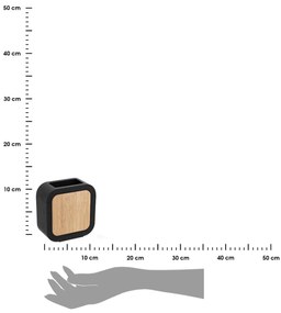 TENDANCE Kúpeľňový pohár Tempesti, čierna/s drevenými prvkami