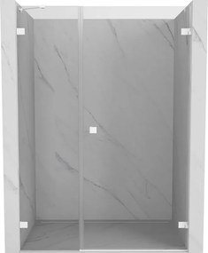 Mexen Lunar-B, Otočné pravé sprchové dvere 130 cm, 8mm číre sklo, biely profil, 832S-130-050-20-00-P