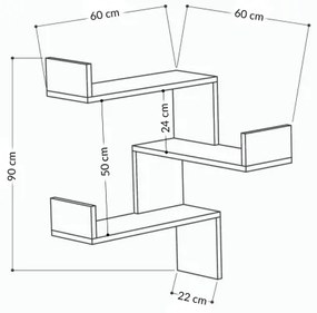 Rohová nástenná polica LUKSA 90x60 cm biela