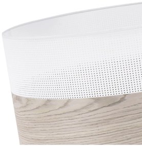 Závesné svietidlo Wood, 1x svetlobéžová dubová dýha/biele PVC tienidlo, (fi 44cm)