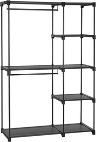 Otvorená šatníková skriňa PLUMB 112 cm čierna
