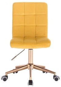 LuxuryForm DESIGN Stolička TOLEDO VELUR na zlatej podstave s kolieskami - žltá