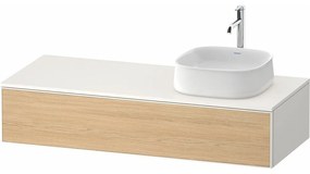 DURAVIT Zencha závesná skrinka pod umývadlo na dosku (umývadlo vpravo), 1 zásuvka, 1300 x 550 x 281 mm, dub prírodný/biela super matná, ZE4812R30840000